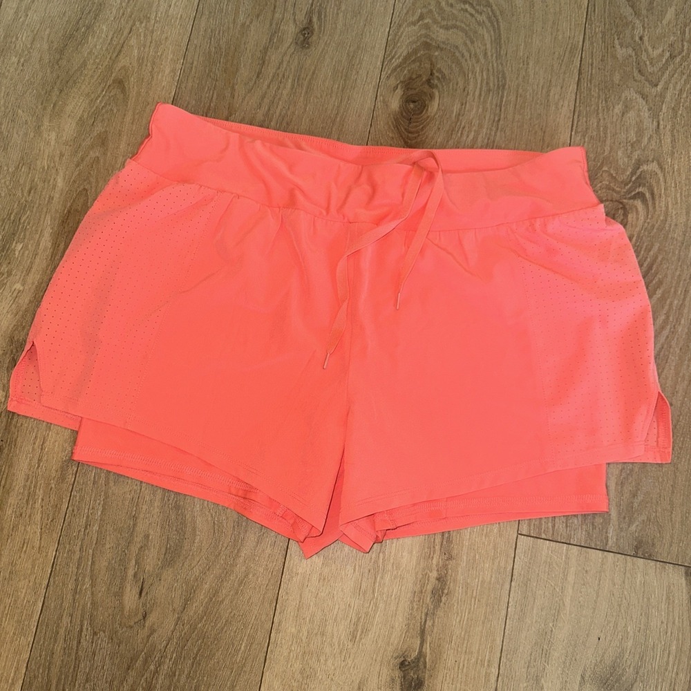 RBX Women's Lined Running Shorts Coral Drawstring Athleisure Large